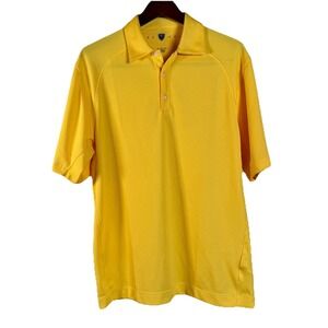 Nike Golf Mens Yellow Fit Dry Short Sleeve Polo Shirt Size M Preppy Casual